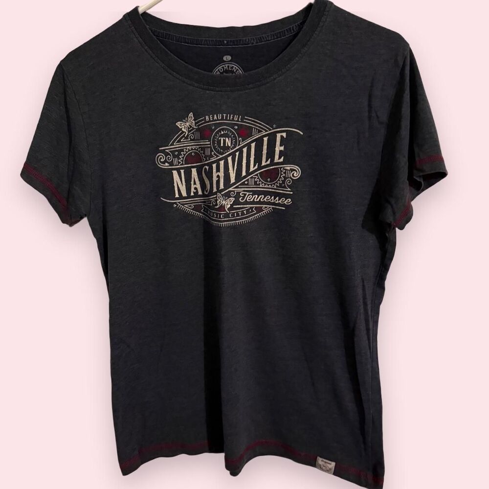 Premium 51 T-Shirt Womens L Dark Gray Nashville Tennessee Music City